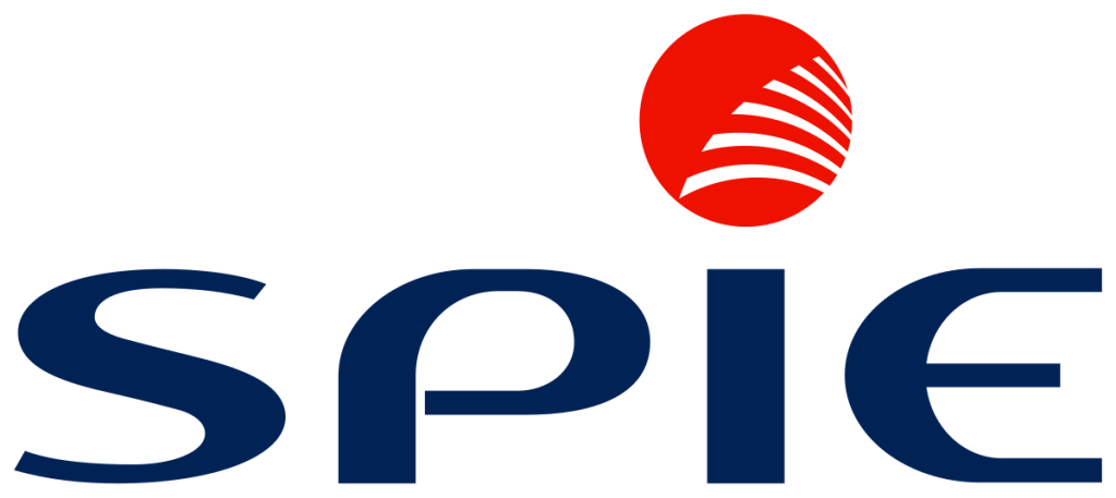 SPIE logo met rode cirkel boven letters