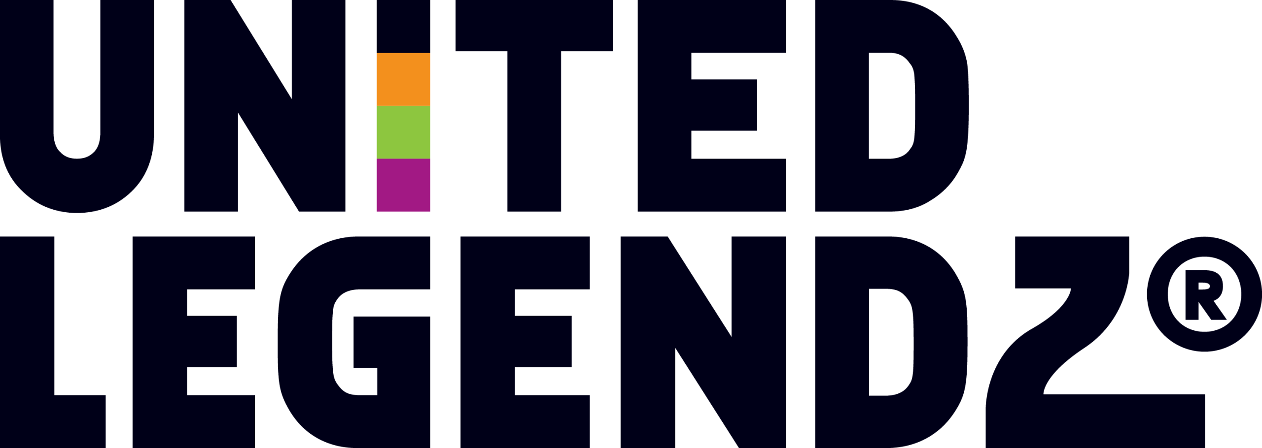United Legendz logo met kleurrijke strepen